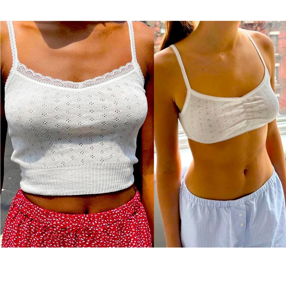 Brandy Melville Eyelet Lace Serena Tank & Eyelet Pointelle Bralette